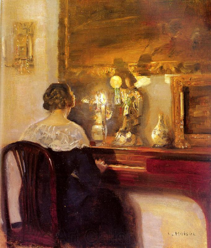 Carl Hessmert A Lady Playing the Spinet Norge oil painting art